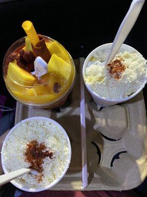 Elotes and mango drink