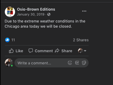 Osio Brown Social Media Inclement Weather Closure.