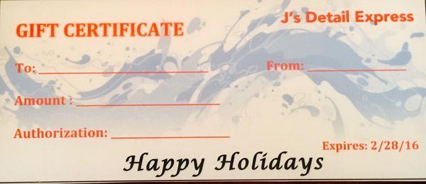 Come get your Gift Certificate for the holidays at our location!!