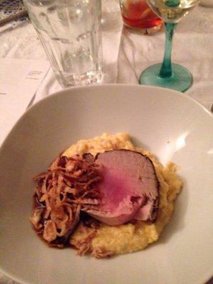 Yellowfin over creamed polenta