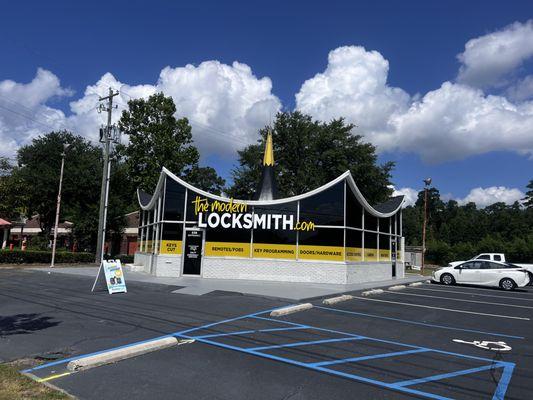 Exterior of The Modern Locksmith in Cayce, SC: sleek, inviting storefront showcasing advanced security solutions, a top choice for Columbia