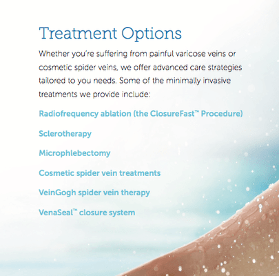 Oceana Vein Specialists offer the most advanced treatment options available.