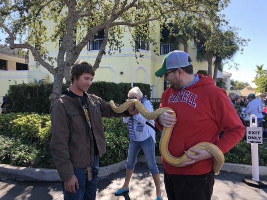 Hubby being brave with a snake!