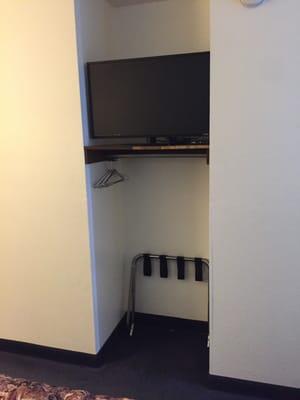 TV and open closet space