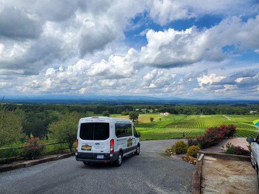 Valley vista from the Elkin Vine Line Winery Hopper