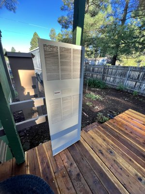 New furnace installation, under the code, set up at the right altitude for Flagstaff, with the proper permits by a licensed contractor :)