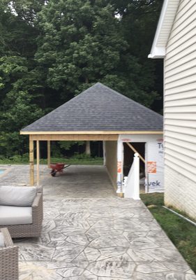 Finished roof on pool house