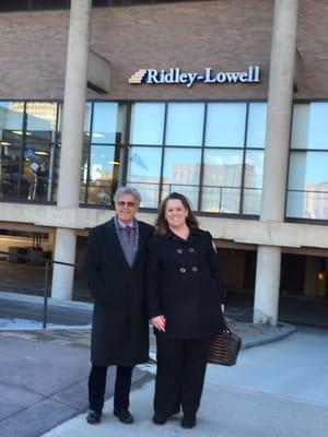 We are super excited about our move! Campus Director Becky Scales with President Weymouth outside the state of the art new building.