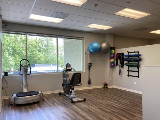 Our rehab space is bright, open, airy and with a view to boot!