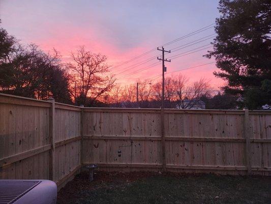 A beautiful sunrise coming over my new MC Fence. :)