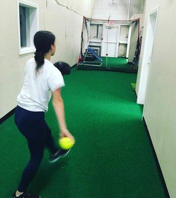 Softball Pitching Rehab on our Turf