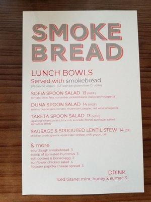 Lunch menu