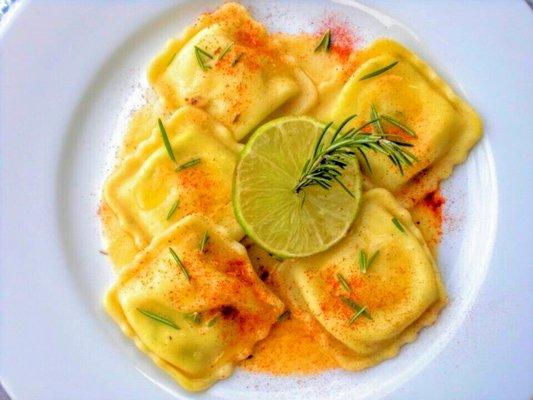 porcini mushroom ravioli with brown butter rosemary