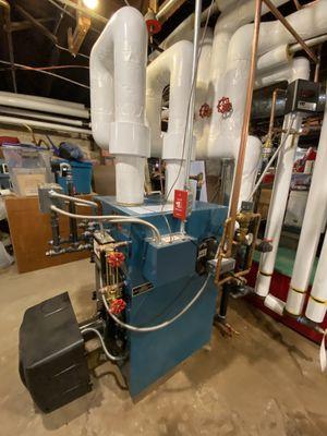 Close view of Burnham Megasteam Boilers installed by New England Steam Works