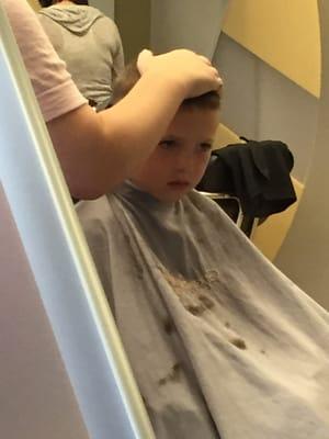 Ian's first haircut at a salon