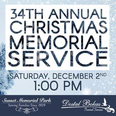 Join Us for Our 34th Annual Christmas Memorial Service  https://goo.gl/BrpH56