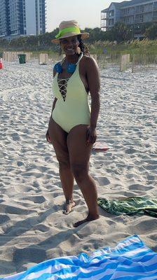 First time wearing at swim suit w/o a cover up and not looking like a side of a building. I am so slim now. Wowwww