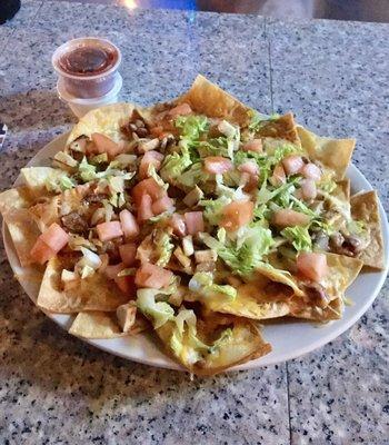 Chicken Nachos... homemade chips... YUM! One of my favorites. Best nachos in town. Hands down!