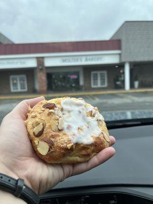 In my parking spot about to enjoy my treat