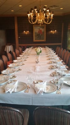 Etiquette dinner set up in the St. Anthony room