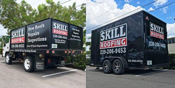 SKILL Roofing truck and trailer lettering