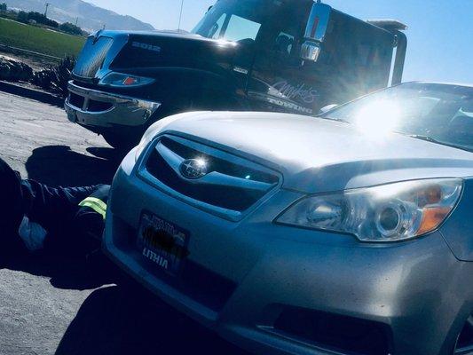 Driver removing damaged splash shield