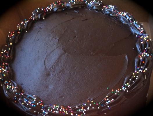 Chocolate Birthday cake, so dark and moist.