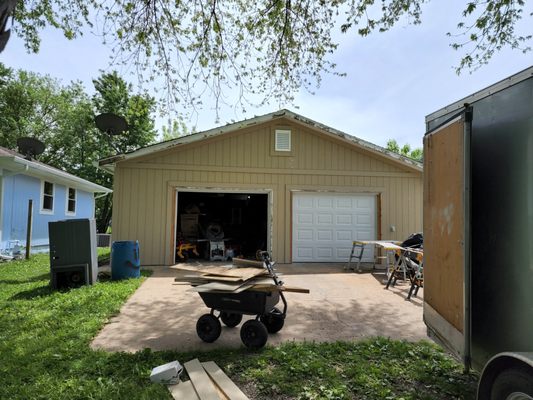 New siding on garage