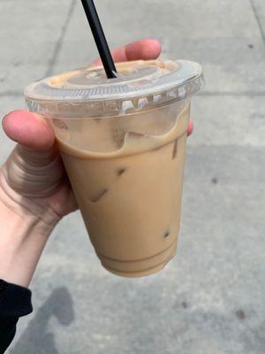 Iced latte with almond milk lavender  and vanilla