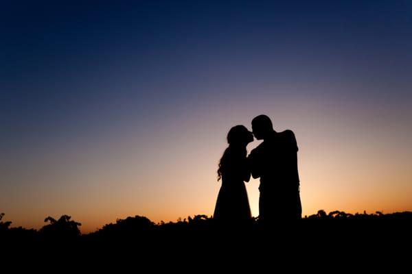 Bride and Groom at sunset. Fresno.