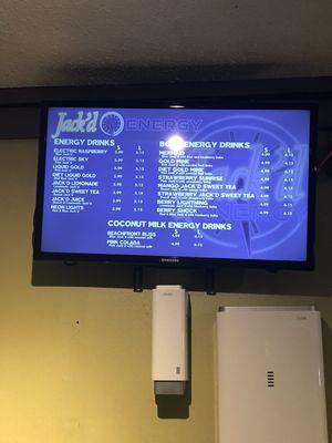 Jack'd Energy Menu