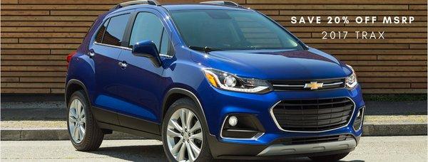 Save 20% Off MSRP on 2017 Trax.  Expires 11-30-2017