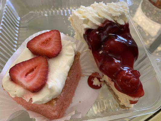 Strawberry cake and cherry cheesecake  she is an amazing chef!!