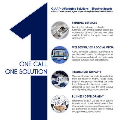 One Call ~ One Solution Affordable Effective Marketing Products and Services. Call today! 954.587.0046