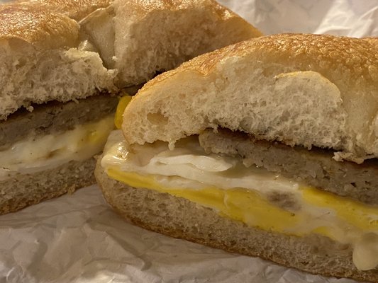 Sausage, Egg and Cheese on a Kaiser Roll