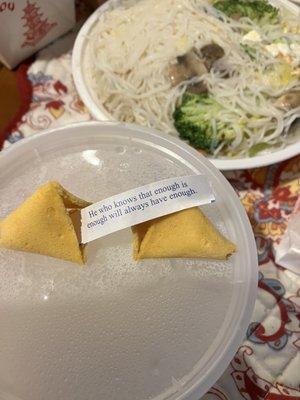 Fitting fortune as all the food is for little ole me.