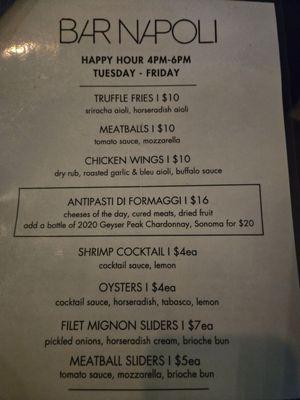 Happy Hour menu 6/20/24