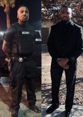 Armed Protection w full gear
                       vs.
Professional suit Armed/unarmed