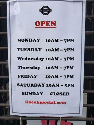 Current Store Hours