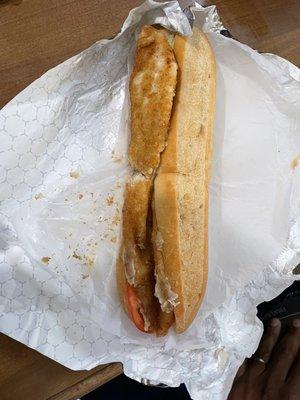 Fried flounder grinder roll