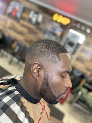 Bald fade beard sharp shape up