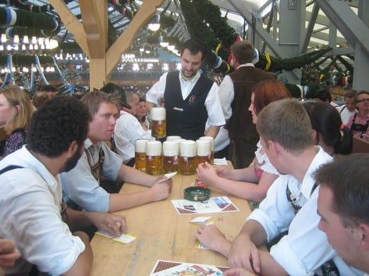 Beertent during Oktoberfest in Munich, Germany