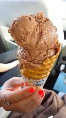 Cedar Crest chocolate ice cream in a waffle cone :)