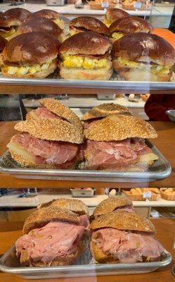 Bacon & Egg, Prosciutto & Provolone and Mortadella Sandwiches