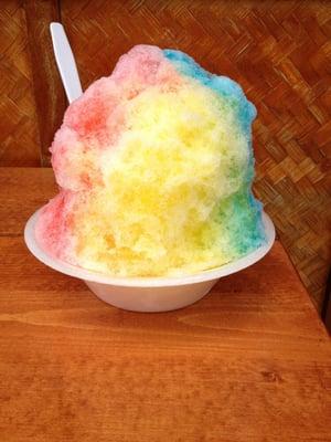 Rainbow shave Ice... Strawberry. Vanilla, Banana... Very Yum!