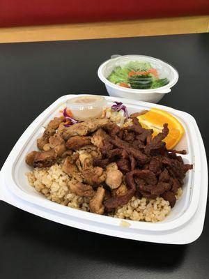 Chicken and beef teriyaki plate