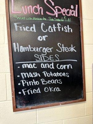 Chalkboard menu