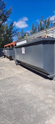 We will make them fit! 
2 dumpster size 30yard in a small construction site...