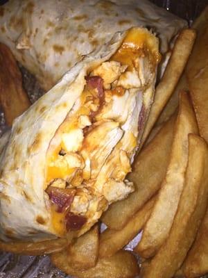 Grilled chicken wrap with cheddar bacon and BBQ