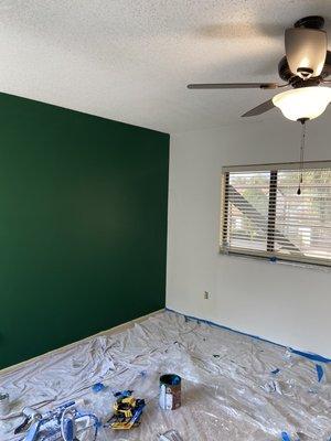 Green accent wall